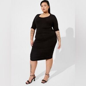 Torrid Mini Super Soft Elbow Sleeve Black Bodycon Dress Size 2x